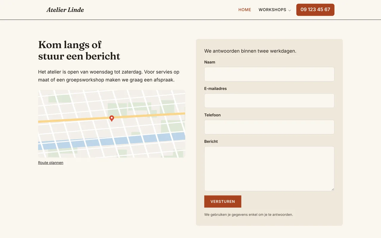 Voorbeeld van Contactformulier