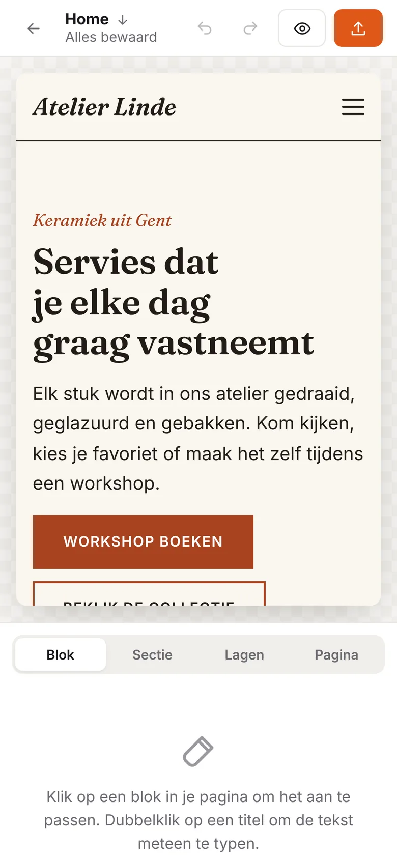 De editor op een gsm